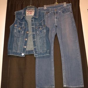 Men’s True Religion Jean Vest and Jeans Combo!